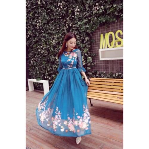 New High Quality Explosions Leisure embroidery Party Dresses Women Spring summer Casual Shirt Dress