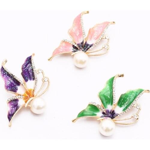 1PC Cute Butterfly Brooches For Women Dress Accessories Scarf Lapel Pin Pearl Female Enamel Brooch Enamel Pins Birthday Gift