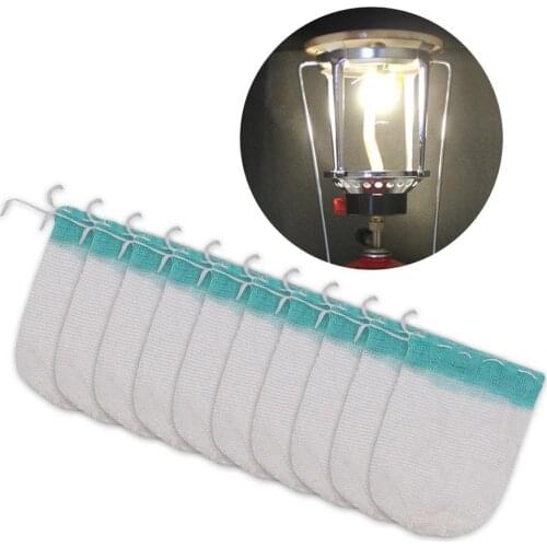 10Pcs Gauze Mesh Lantern Mantles Light Lamp Mantle Kerosene Gas Lamp Cover Camping Lamp Pressure U-shaped Lantern Mantle