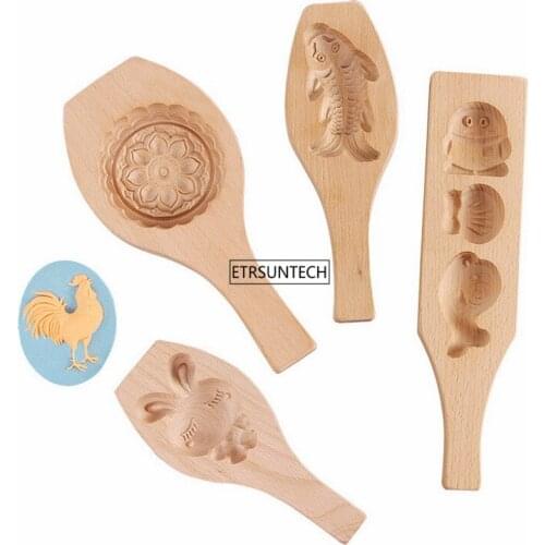 20pcs Wooden Mooncake Mold 3D Animal Shape Biscuit Cookies Mold For Baking Cake Decorating Supplies Fondant Baking Pastry Tool