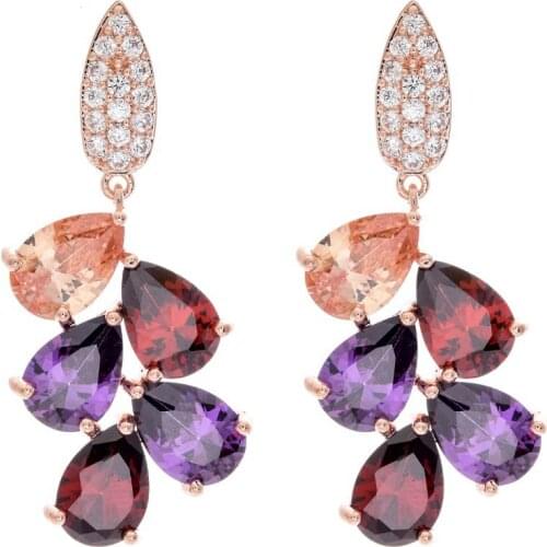 2020 European and American fashion temperament womens elegant Mona Lisa color drop zircon earrings ER-093