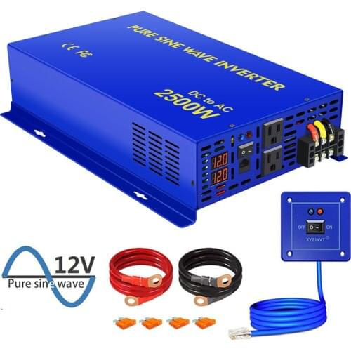 2500W Pure Sine Wave Inverter 12V 24V 36V 48V DC TO AC 110V 220V Off-grid System Solar Inverters Car Battery Home Use Inverter