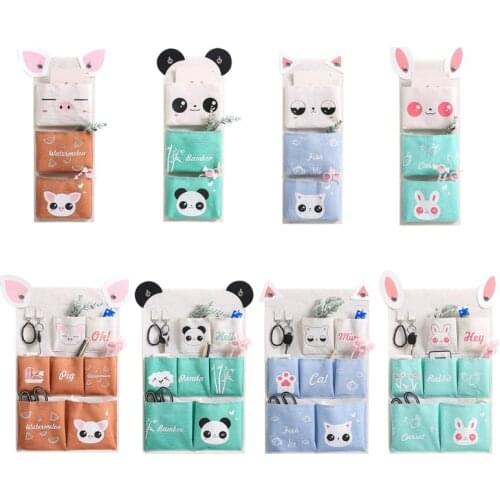 3/7 Pockets Wall Hanging Storage Bag Waterproof Cartoon Bedroom Sundries Pouch