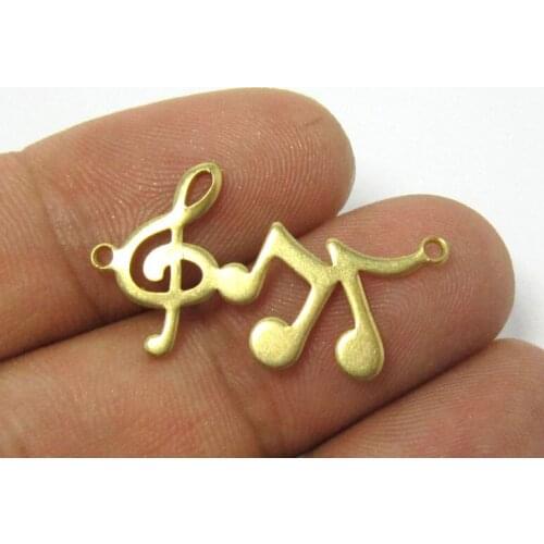 Brass Musical Note charm connectors 30x16mm Treble Clef Raw brass findings -30pcs R107