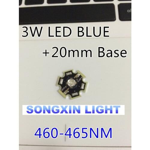 30pcs high Power 3W LED Chip Emitter With 20mm Star base 1w - 3w I(Ma)=450ma blue 3W blue 450-470nm 3w 1w led blue