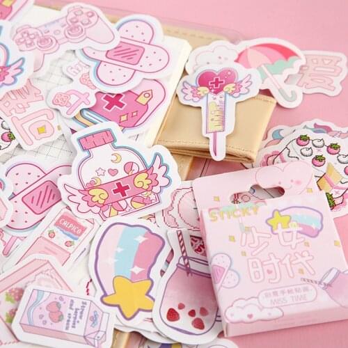 46Pcs/box Girls' Generation Series Stickers Cute Boxed Kawaii Stickers Planner Scrapbooking Stationery Japanese Diary Stickers