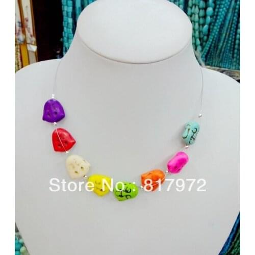 5pcs Charm Colorful stone Buddha Head inlay Silver Plated Bead Special Design Style Bib Necklace Woman Summer Party