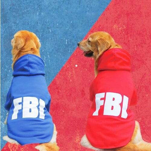 AHUAPET dog fbi jacket dog clothing fbi uniform costume Winter Warm puppy clothes for big dogs french bulldog clothes F
