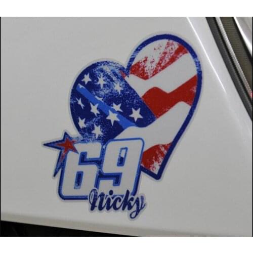 Motorsport Nicky Hayden 69 stickers adesivo decals retro heart Amercian flag moto racing sticker motorcycle motocross scooter