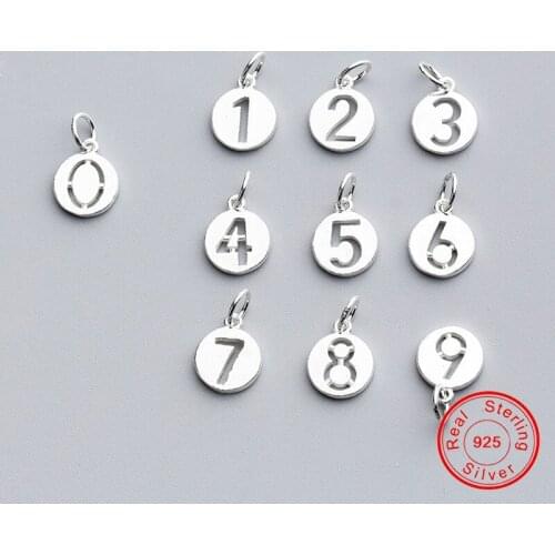 UQBing Wholesale Silver Charms Jewelry Findings 10mm Hollow Round Coin 1 to 9 Numbers Charms For DIY Charms Neckaces Bracelet