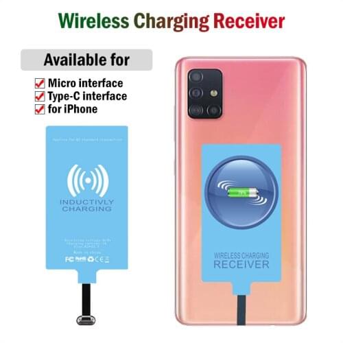 Qi Wireless Charging Receiver for iPhone Samsung Phone USB Type-C Adapter Micro USB Charger Connector for Xiaomi Redmi Huawei