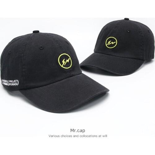 Baseball Cap Fujiwara Hiroshi Lightning Joint Fragment The same Baseball Cap Pikachu Letter Embroidered Black Cotton Cap