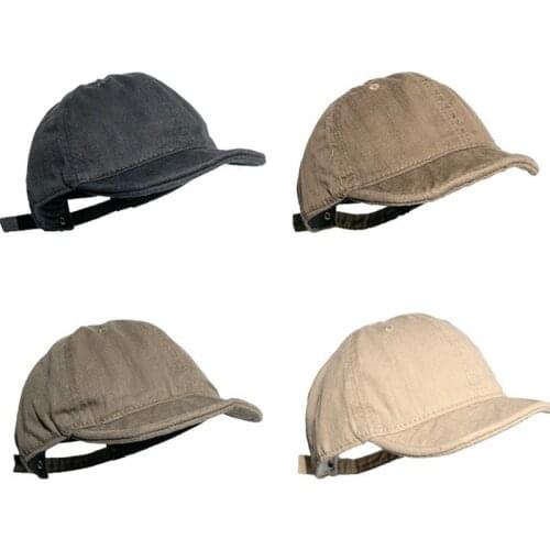 Short Brim Vintage Dad Hat Solid Color Adjustable Soft Top Collapsible Men Washing Korean Version Baseball Cap Peaked Cap