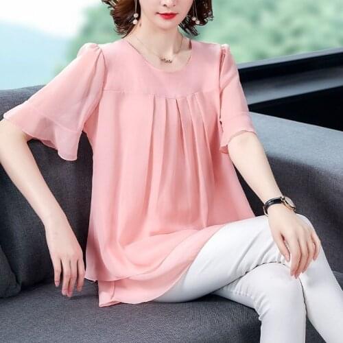 Blouse Women Shirt Chiffon Shirt Womens Short Sleeve 2021 Summer Loose Top Blusas Mujer De Moda