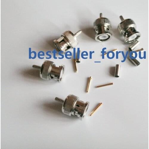 BNC Male Plug RF Coax Connector Crimp RG316,RG174,LMR100 Straight Nickelplated NEW wholesale