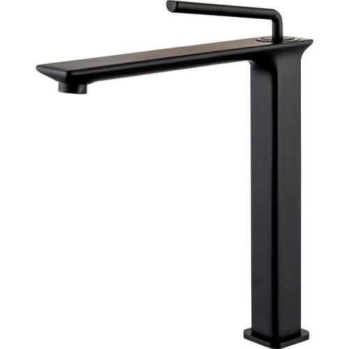 Black Faucet Bathroom Sink Faucets Hot Cold Water Mixer Crane Deck Mounted Single Hole Bath Tap Chrome Finished