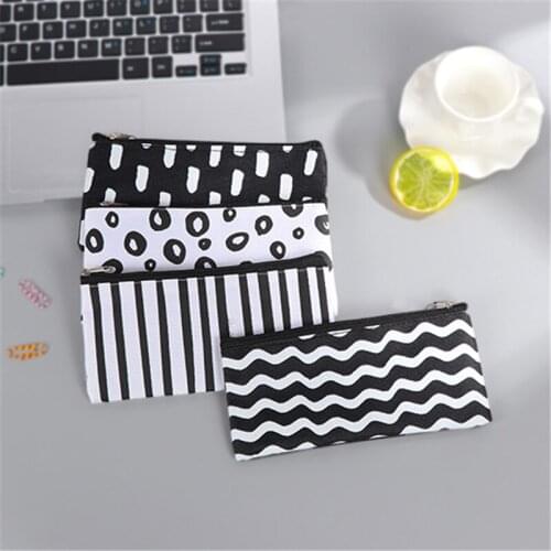 DL South Korea stationery pencil case bag simple wave stripe makeup bag glasses Exquisite School office supplies small gift