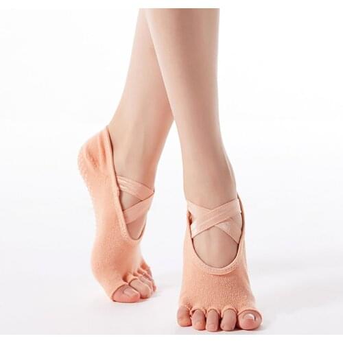Hot Sale Women Yoga Socks Anti-Wear Damping Dance Socks Open-Toed Cross-Strap Yoga Socks Breathable Socks Pilates Ballet Socks