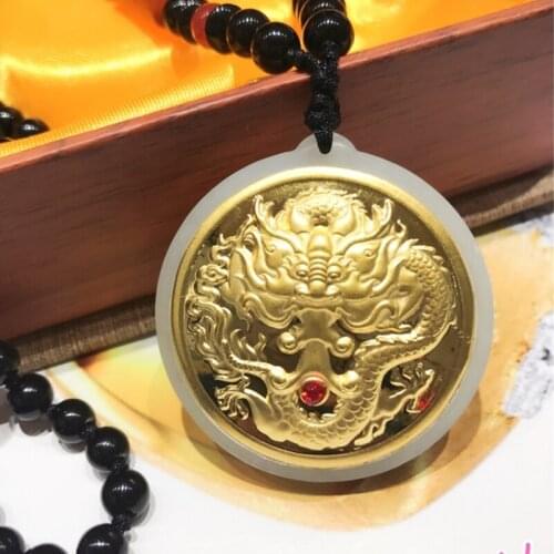 Dragon Jade Pendant For Men Round Classic Jade Pendant Necklace For Men Chinese natural High Quality