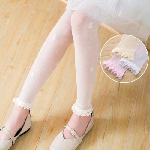 Girls summer thin section cute rabbit snag-proof nine-point lace pants childrens leggings spring and autumn lace slim fit
