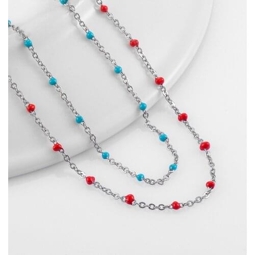 Hot-Selling Stainless Steel Chain Various Colors Bead Necklace Beautifully Suitable For Ladies Jewelry