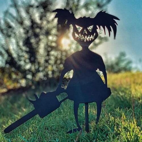 Metal Yard Decor Scare Children Decoration Cute Standing Silhouette For Garden Yard Pile Outdoor Sculpture Little Devil Dropship