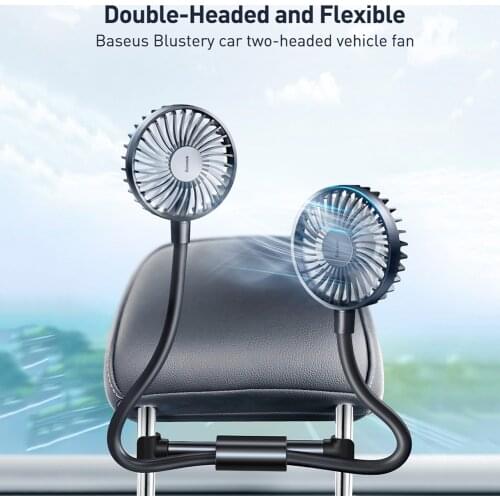 Mini Dual Head Car Fan USB Rechargeable 2 Speed Adjustable Headrest Small Fan Summer Quiet Air Cooling Radiator for Vehicle