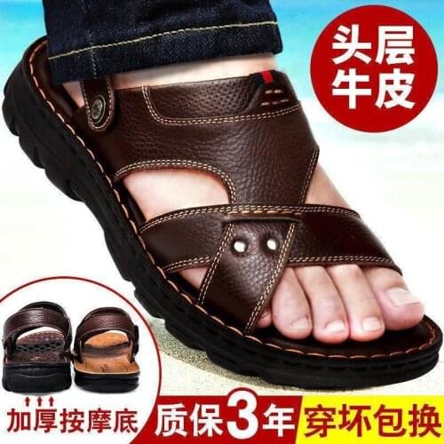 Top Leather Summer Mens Leather Sandals Mens Fashion Antiskid Shoes Mens Shoes Sandalias Hombre Chaussure Homme