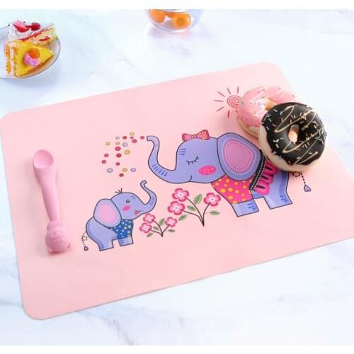 Non-slip Waterproof Kids Placemats Food Grade Silicone 40 x 30cm Student Children Table Mat Cute Cartoon Animal Table Decoration