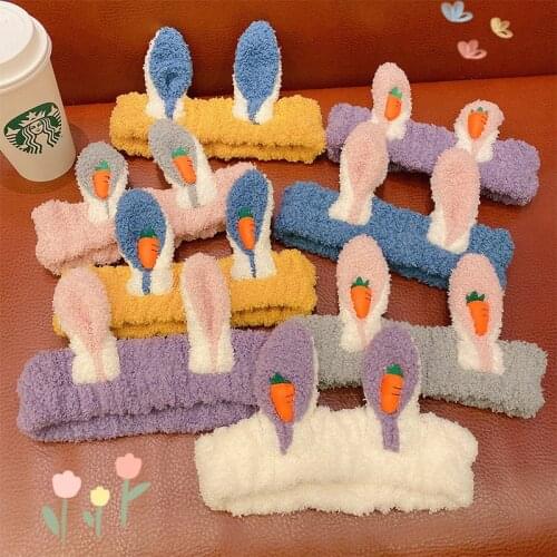 New Women Girls Lovely Soft Plush Rabbit Ears Headband Wash Face Bath Hairbands Hair Decorate Turband Fashion Hair Accessories