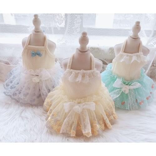 New Princess Dog Cat Dress Tutu Rose Embroidery Lace Design Pet Puppy Skirt Spring/Summer Clothes Outfit 5 Sizes 2 Colours