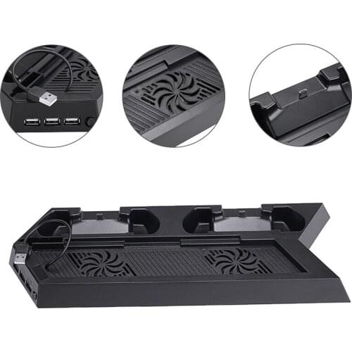 New Arrival 1pc USB 5V Black PC Game Chargers For PlayStation 4 Vertical Stand Cooling Fan Controller Charging Station