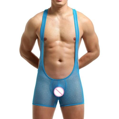 Sexy Mens Underwear Stretchy Bodysuit Men See Through Wrestling Singlet Undershirts Vest One-Piece Leotard Jumpsuit Boxer Hombre