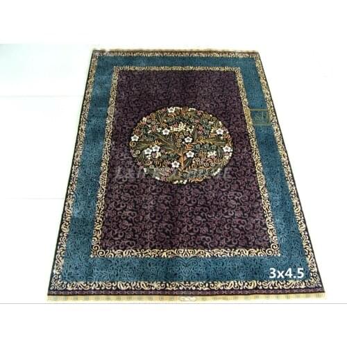 Free shipping 3'X4.5' 230 Line Handmade Silk Oriental Persian Rug hand Knotted silk carpet for home decoration