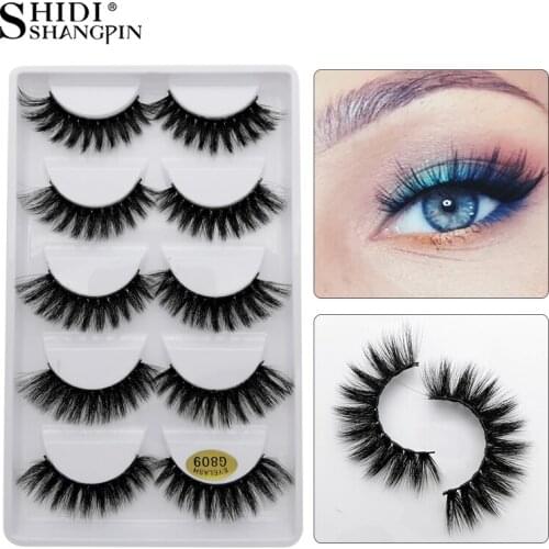 SHIDISHANGPIN 5 Pairs Natural Mink Eyelashes Long Extension Lashes 3d Mink Make Up Faux Mink Eyelashes Faux Cils For Maquiagem