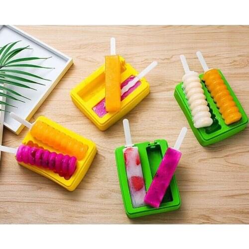 1 PCS Silicone Ice Cream Mold Reusable Folded Freely Popsicle Mold Set with Stick ans Lid Creative Kitchen Tool