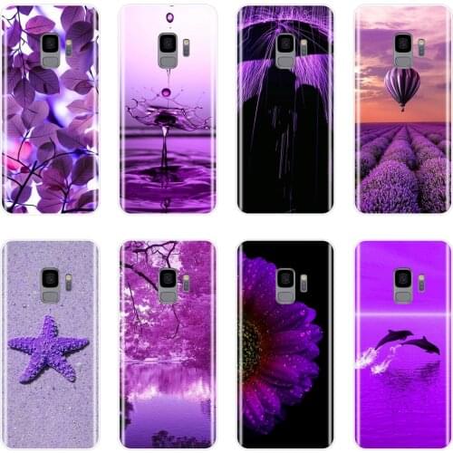 Purple Flower Soft Silicone Phone Case For Samsung Galaxy Note 4 5 8 9 Back Cover For Samsung Galaxy S8 S9 Plus S5 S6 S7 Edge