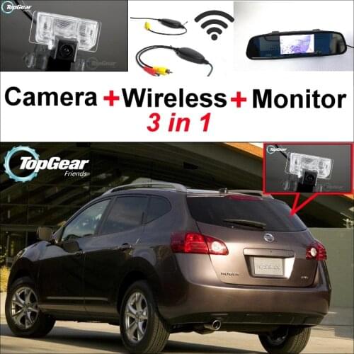 3 in1 Special Rear View Camera + Wireless Receiver + Mirror Monitor Backup Parking System For Nissan Rogue 1st 2007~2014