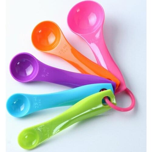 New Portable 5pcs Food-grade Silicone Kitchen Measuring Spoons Baking Utensil Set Kit Tools 1g/2.5g/5g/7.5g/15g