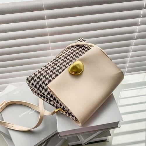 Retro Plaid Crossbody Handbag Totes For Women Casual PU Leather Shoulder Bags Female Portable Travel Messenger Top-handle Bag