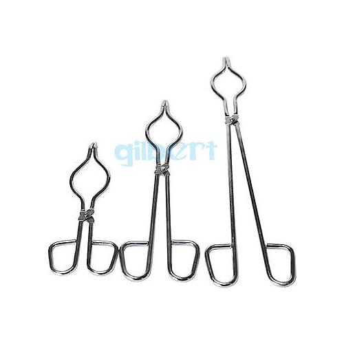 Length 200/250/300/350/400/450/500mm Stainless Steel Crucible Tongs Bent Beaker Hold Melting Dish Holder Labware