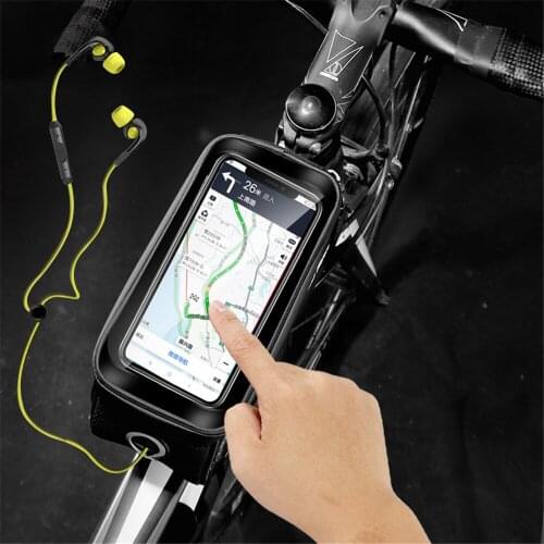 Rainproof Bicycle Bag Head Tube Riding Bag 6.5 Inch Mobile Phone Waterproof Protective Cover Bracket Scooter MTB Frame GPS Bag