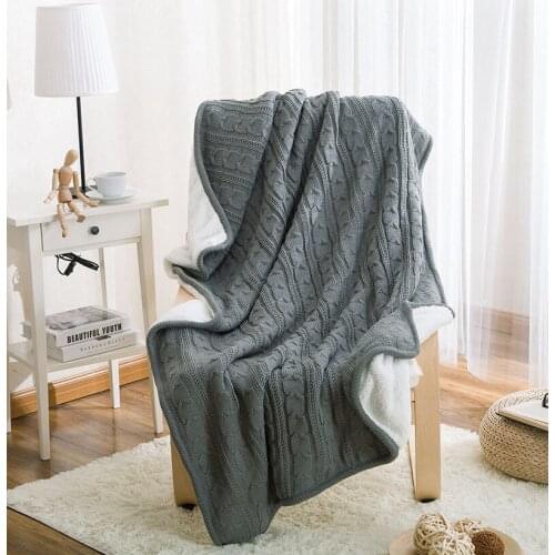 Knitted Sherpa Blanket Bed Cover Soft Throw Winter Blanket Bedspread Bedding Knit Weighted Blanket Air Conditioning Sleeping