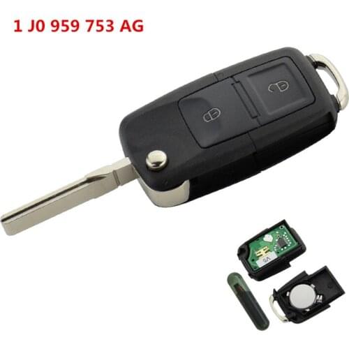 XRSHKEY 2 Button Remote Key Flip Folding 434Mhz ID48 Transponder Chip 1 JO 959 753 AG For Golf 4 5 Passat b5 b6 Touran