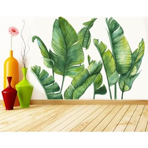 Green Leaf Wall Decal Decor Self-Adhesive Removable Art Mural Wall Sticker 3D Wall Decoration For Home Bedroom Accessories