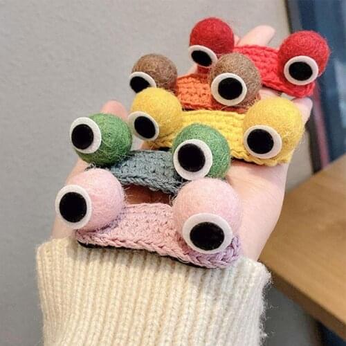 Cute 3D Frog Big Eye Hair Clips For Women Girls Korean Fashion Animals Frog Knitted Alloy Hairpins Headwear Hair Accessories