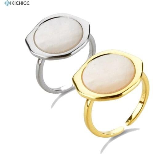 Kikichicc 925 Sterling Silver White Gemstone Geometric Resizable Ring 2020 Circle Large Thick European Women Luxury Jewelry