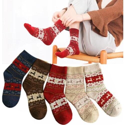 Winter Socks Christmas Gift Women Men Sock Cute Wool Thermal Thicken Warm Happy Funny Sock New Year 2022 Striped Cotton Socks
