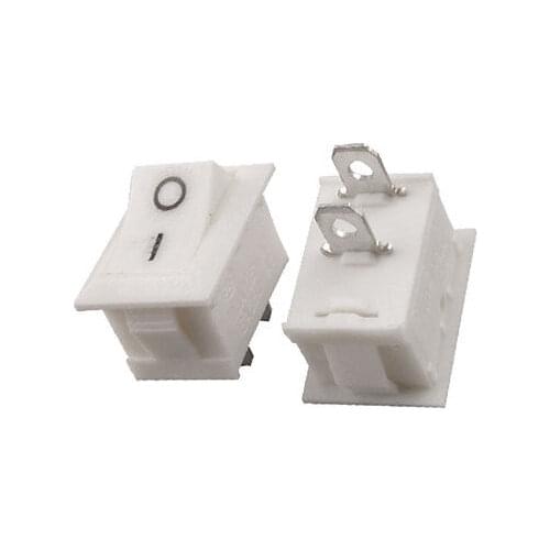 10pcs White ON-OFF I/O 2 Pin SPST Snap in Boat Rocker Switch 6A/250V 10A/125V AC