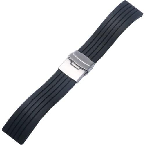 20/ 22/ 24mm Sport Black Silicone Watch Band Men Watch Strap Soft Rubber Replacement Diving Waterproof Christmas Gift